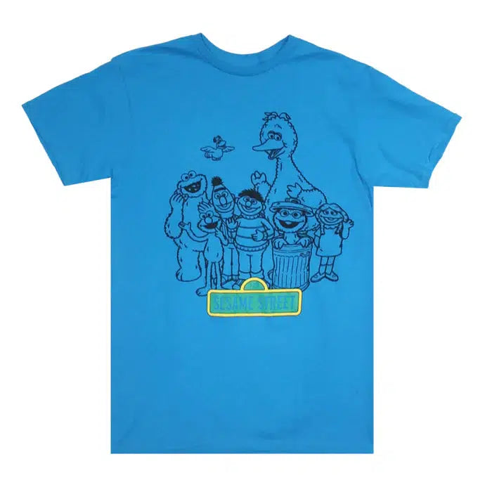 Sesame Street Big Bird and Friends Novelty Adult Blue T-Shirt