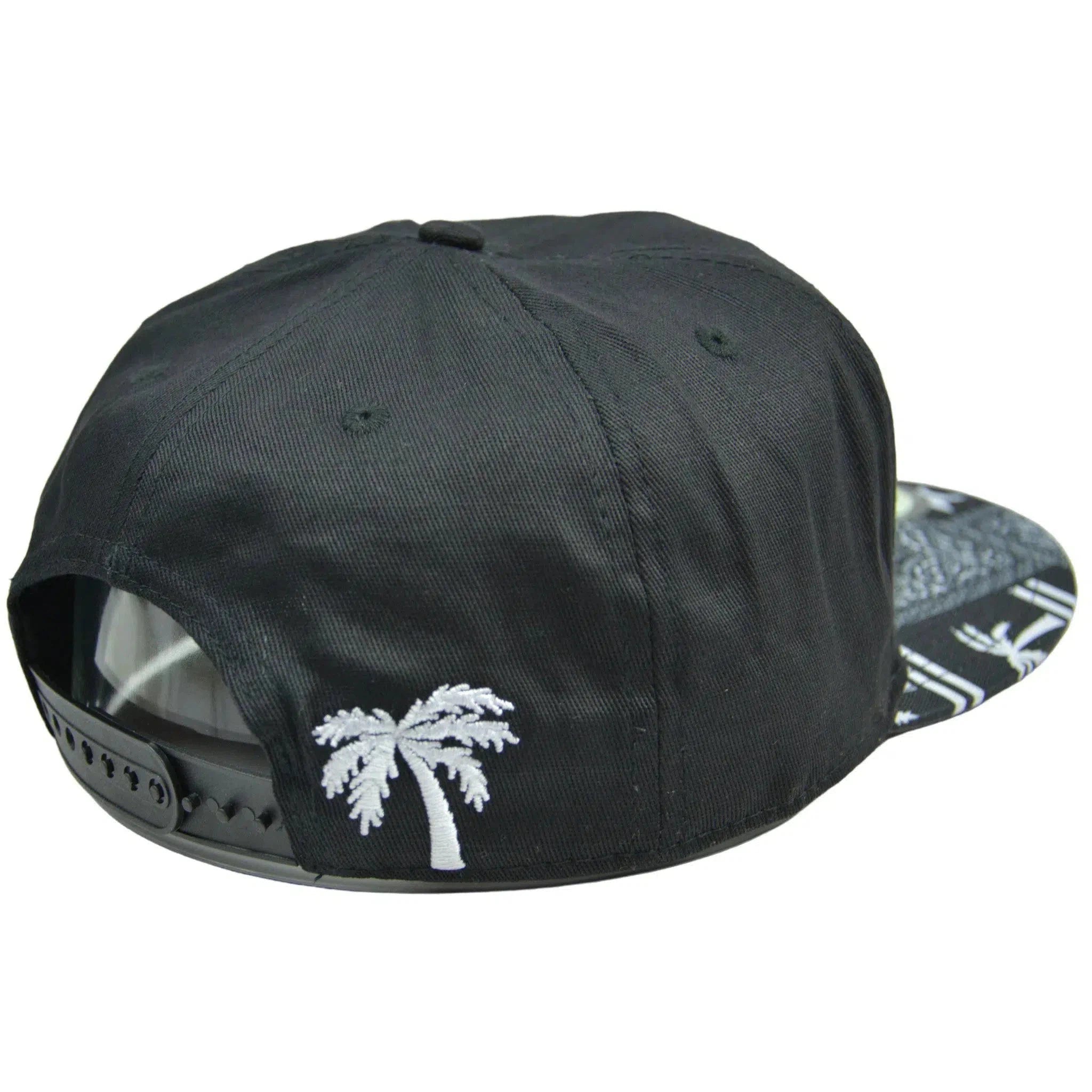 The Rag Palm Tree Adjustable Snapback Black Flat Bill Cap Hat