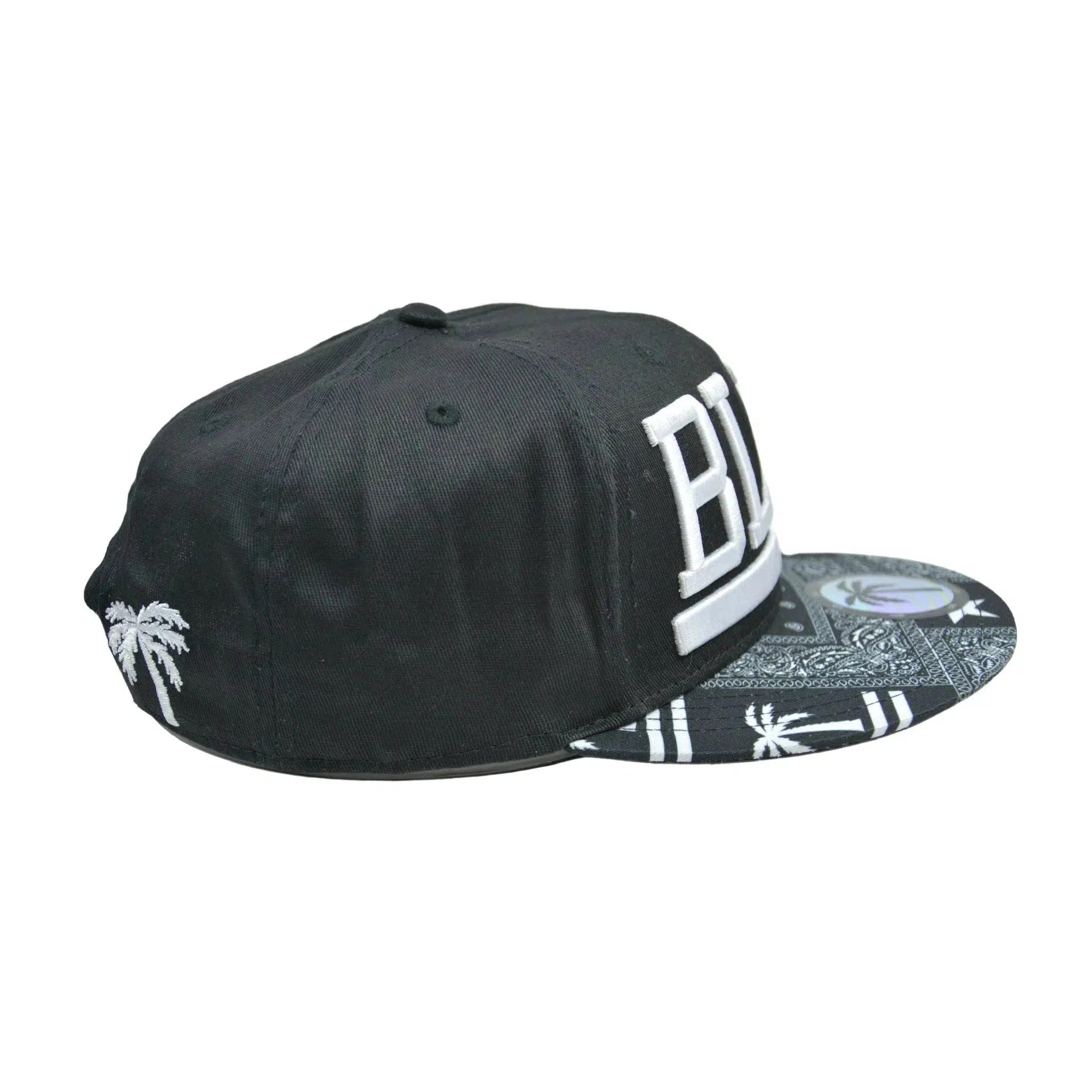 The Rag Palm Tree Adjustable Snapback Black Flat Bill Cap Hat