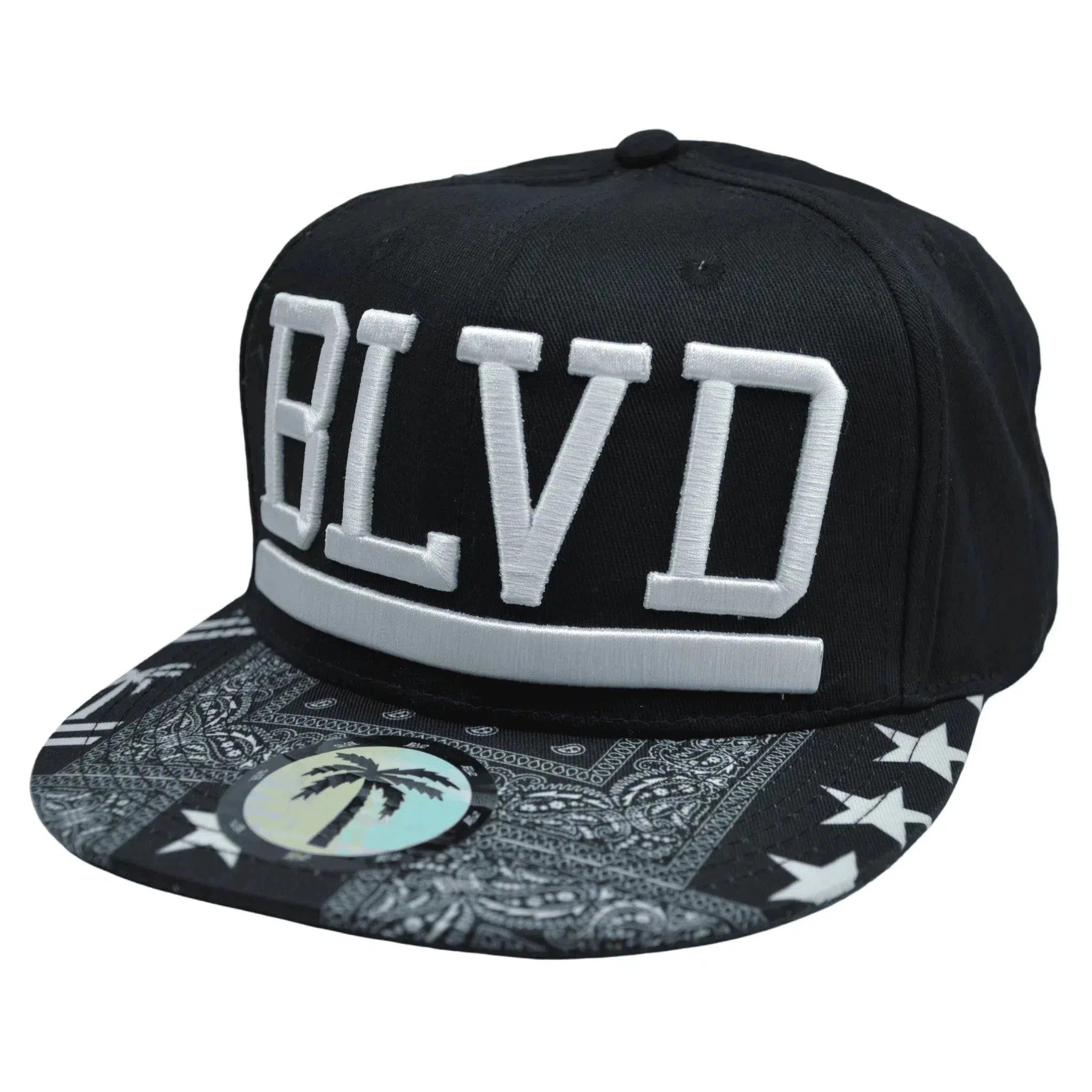 The Rag Palm Tree Adjustable Snapback Black Flat Bill Cap Hat