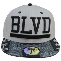 The Rag Palm Tree Adjustable Snapback White Flat Bill Cap Hat