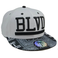 The Rag Palm Tree Adjustable Snapback White Flat Bill Cap Hat