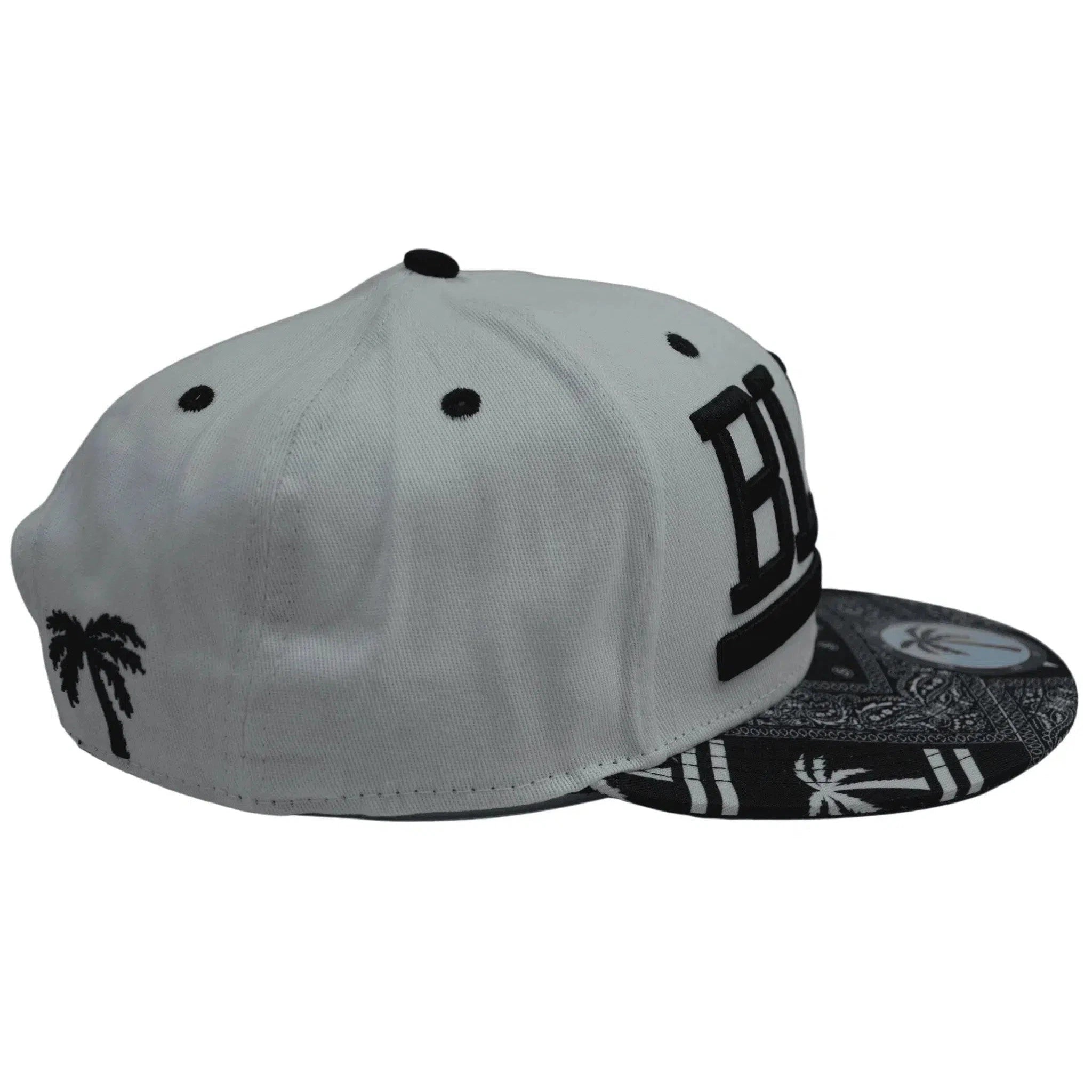 The Rag Palm Tree Adjustable Snapback White Flat Bill Cap Hat