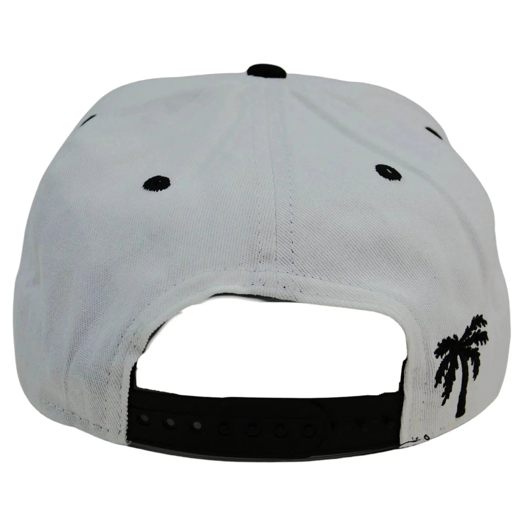 The Rag Palm Tree Adjustable Snapback White Flat Bill Cap Hat