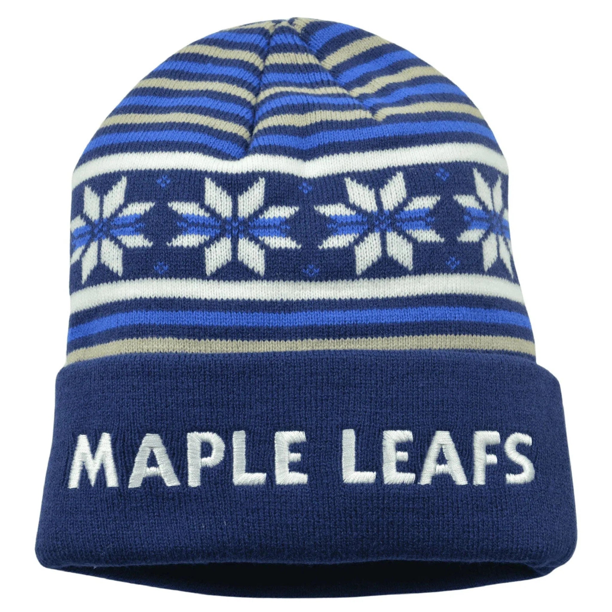 Toronto Maple Leafs NHL Hockey Knit Cuffed Beanie Snowflake Winter Hat