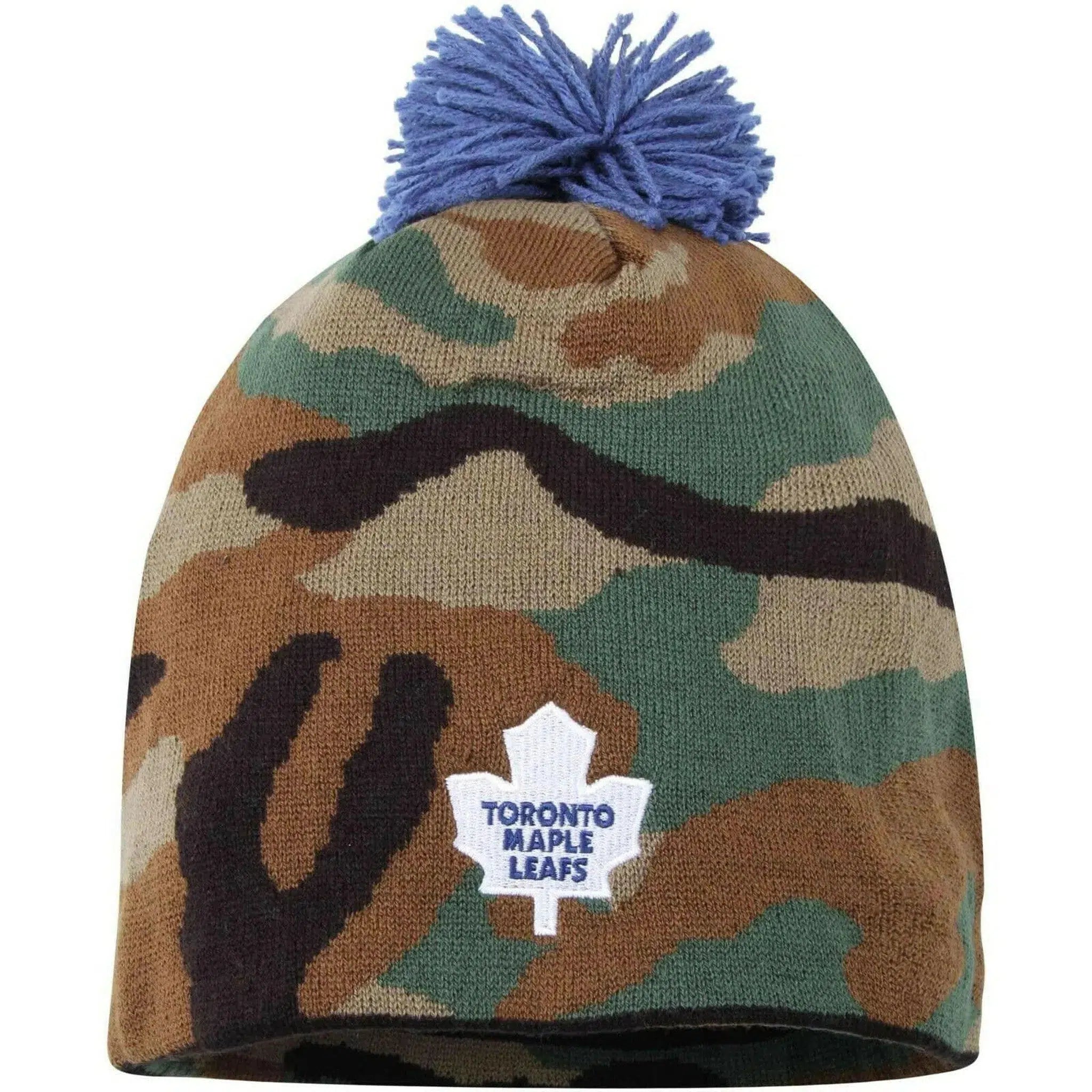 Toronto Maple Leafs Reebok NHL Hockey Camo Cuffless Beanie Knit Hat with Pom Pom