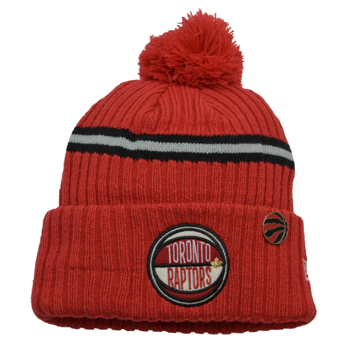 Toronto Raptors New Era NBA Draft Pin Basketball Pom Knit Beanie Hat