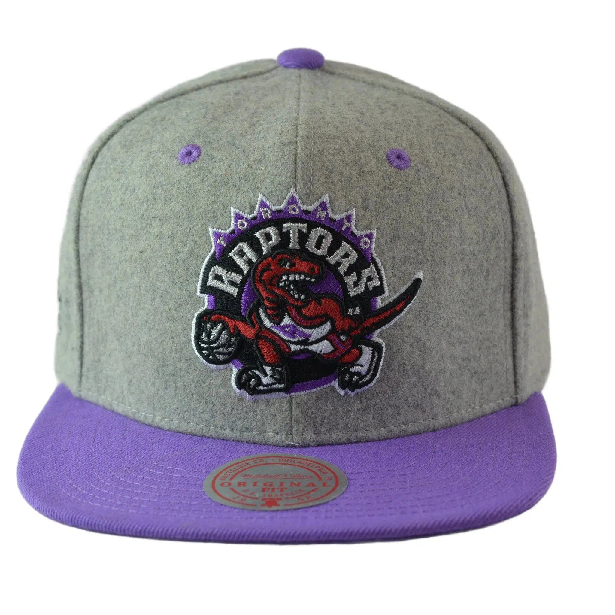 Toronto Raptors NBA HWC Melton Wool 2 Tone Gray & Purple Men's Snapback Hat by Mitchell & Ness