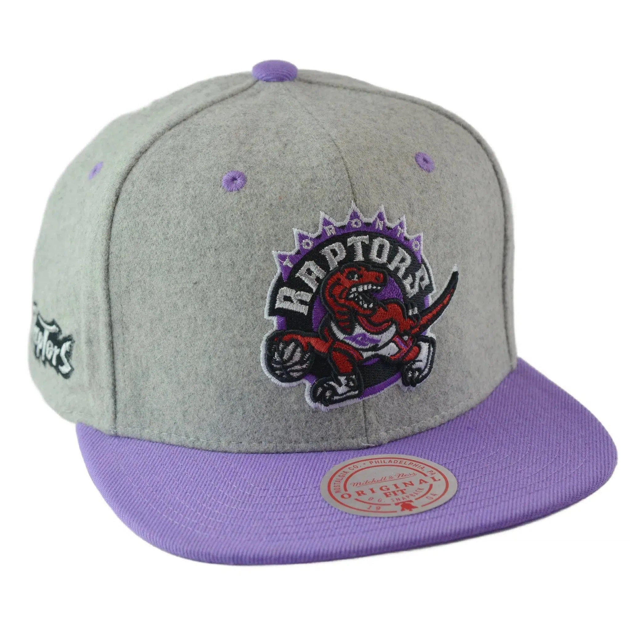 Toronto Raptors NBA HWC Melton Wool 2 Tone Gray & Purple Men's Snapback Hat by Mitchell & Ness