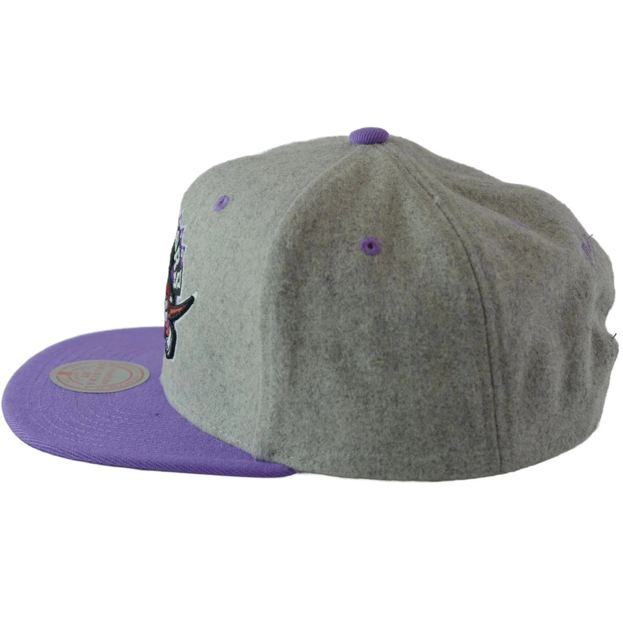 Toronto Raptors NBA HWC Melton Wool 2 Tone Gray & Purple Men's Snapback Hat by Mitchell & Ness