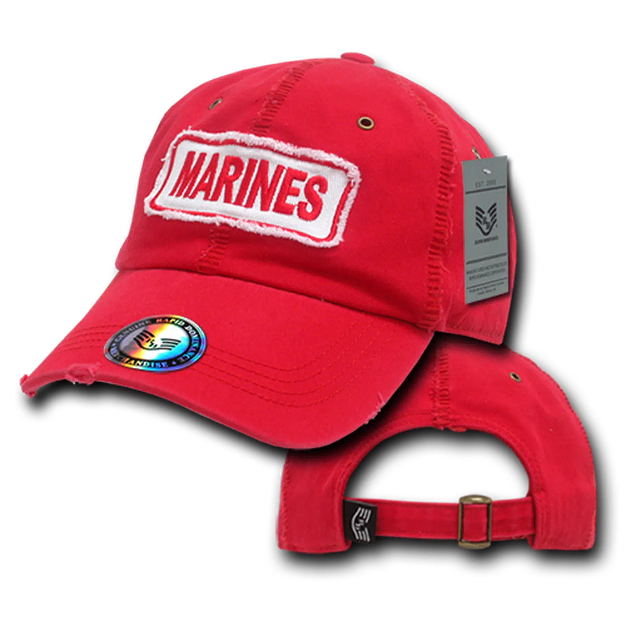 United States Marines USMC Distressed Stitch Cotton Red Military Hat by Rapid Dominance