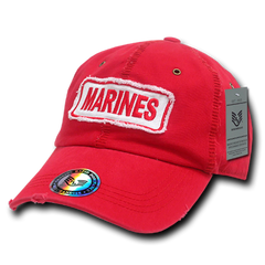 United States Marines USMC Distressed Stitch Cotton Red Military Hat by Rapid Dominance