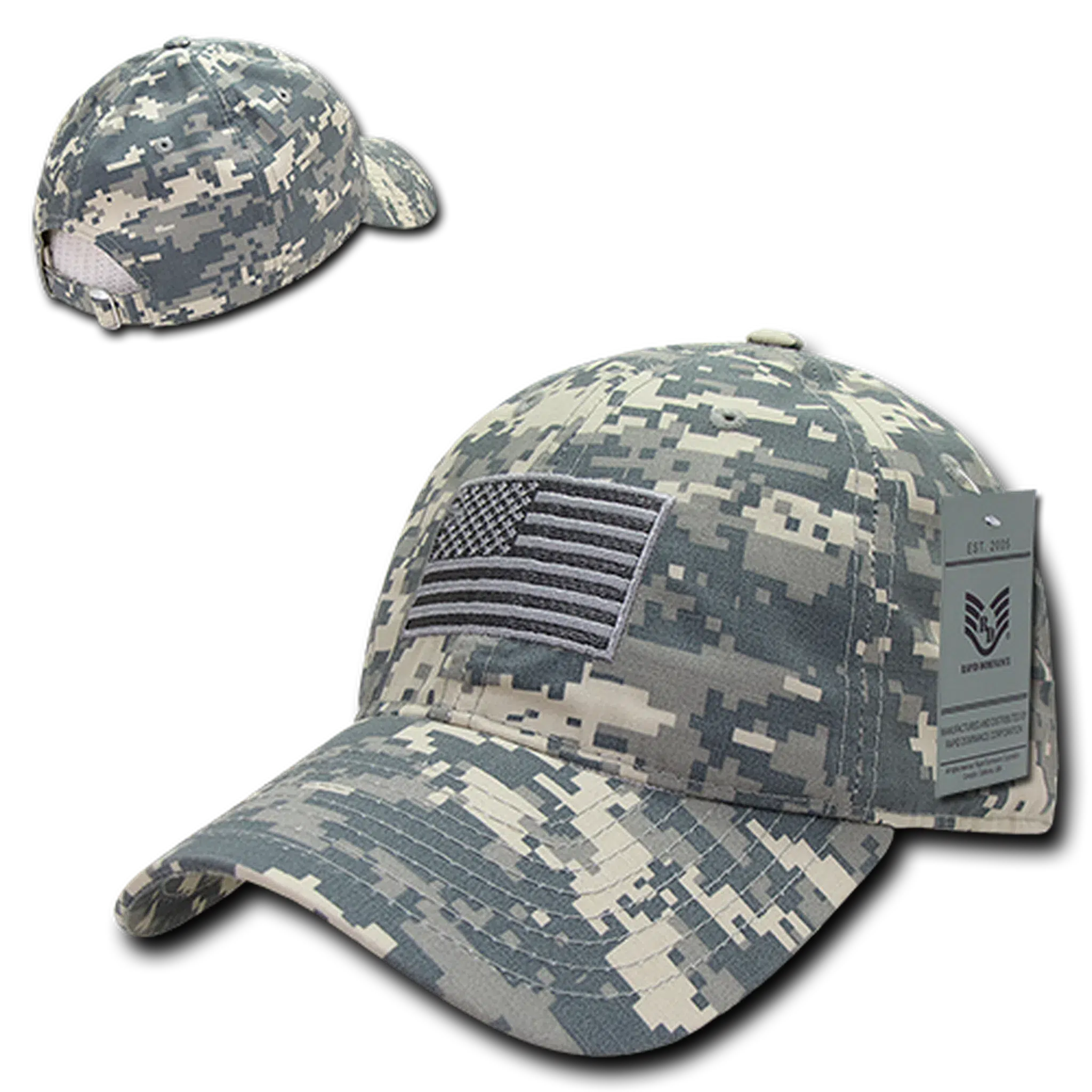 United States Tonal USA Flag Relaxed Fit ACU Digital Camo Tactical Hat, Military Cap by Rapid Dominance