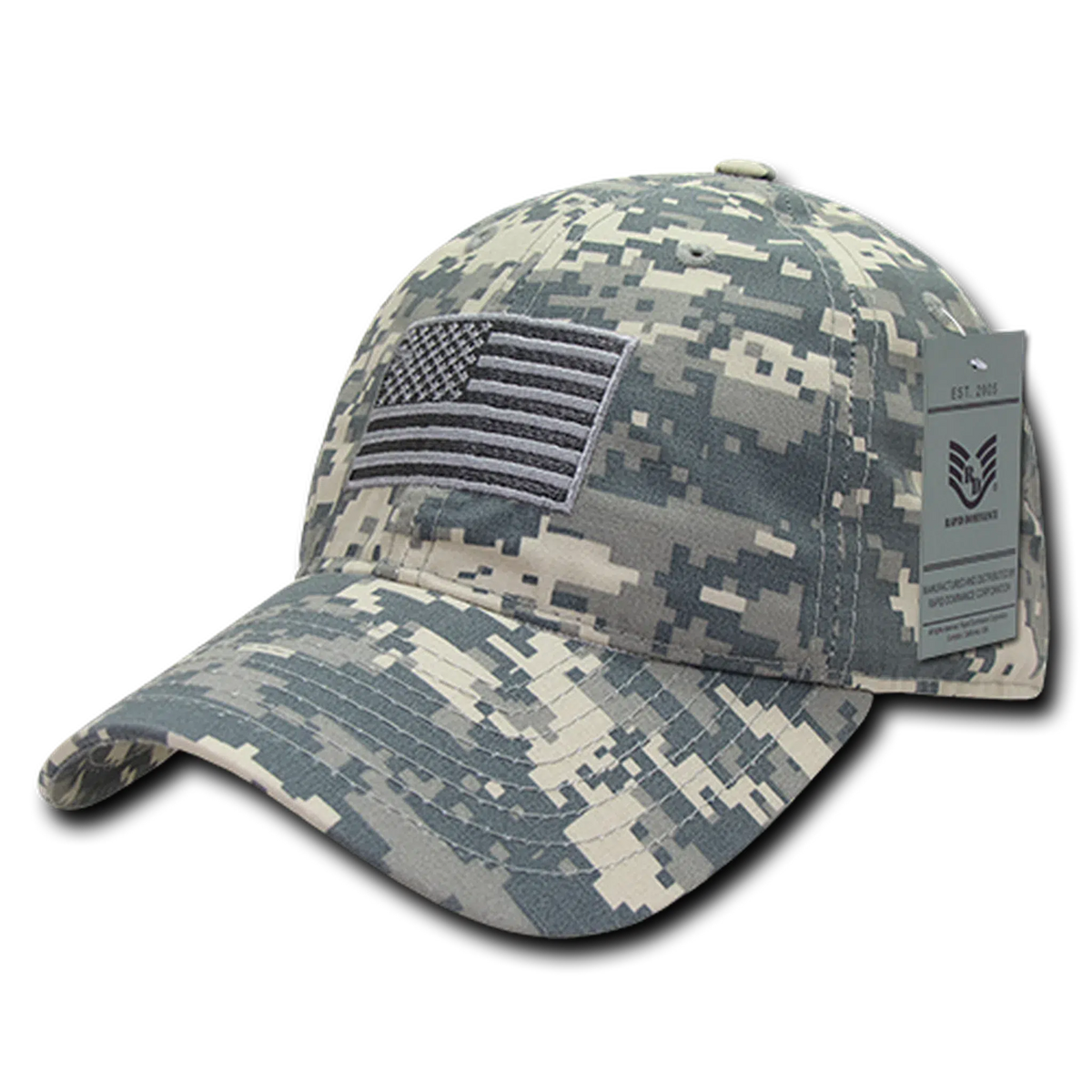 United States Tonal USA Flag Relaxed Fit ACU Digital Camo Tactical Hat, Military Cap by Rapid Dominance