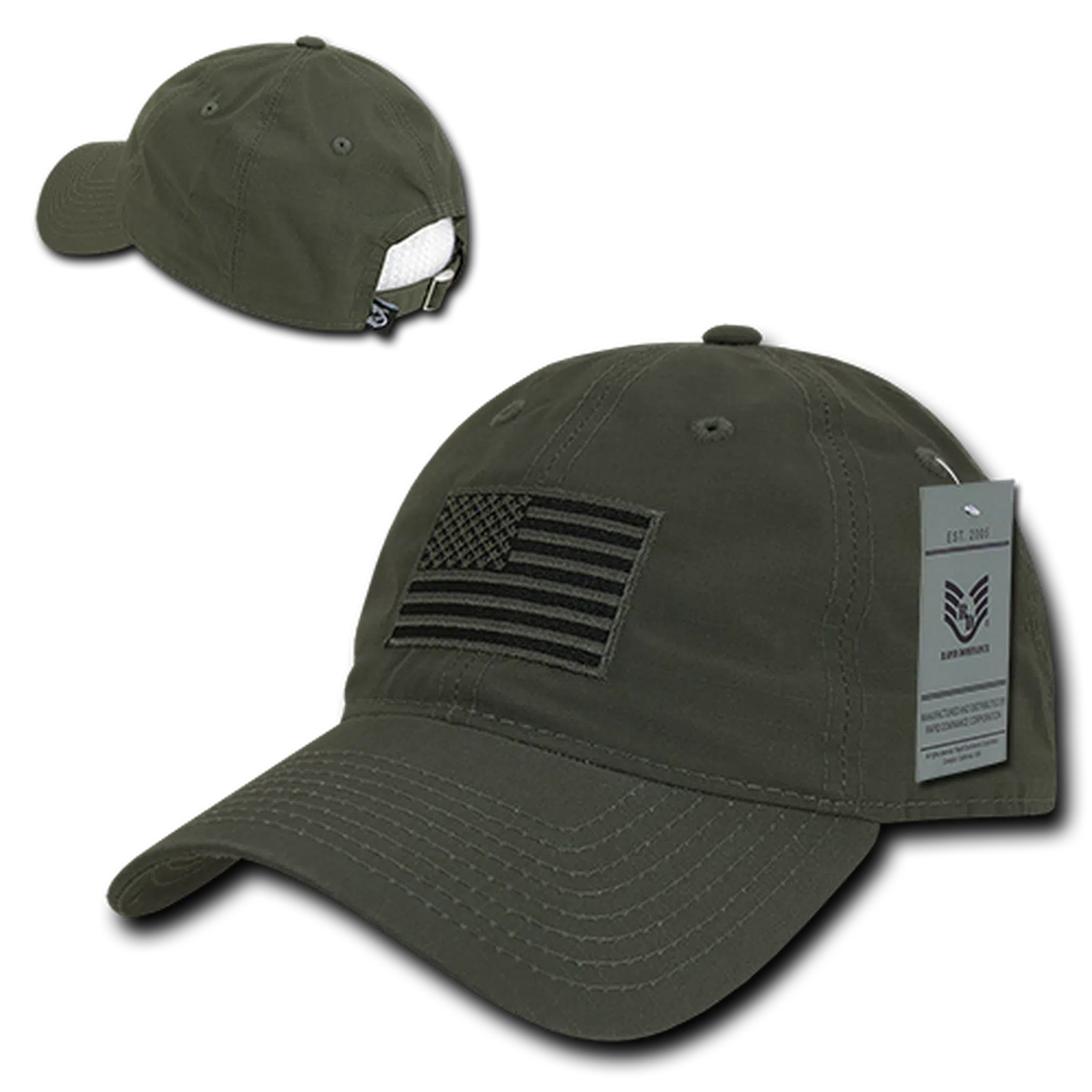 United States Tonal USA Flag Relaxed Fit Olive Drab Tactical Hat, Military Cap by Rapid Dominance