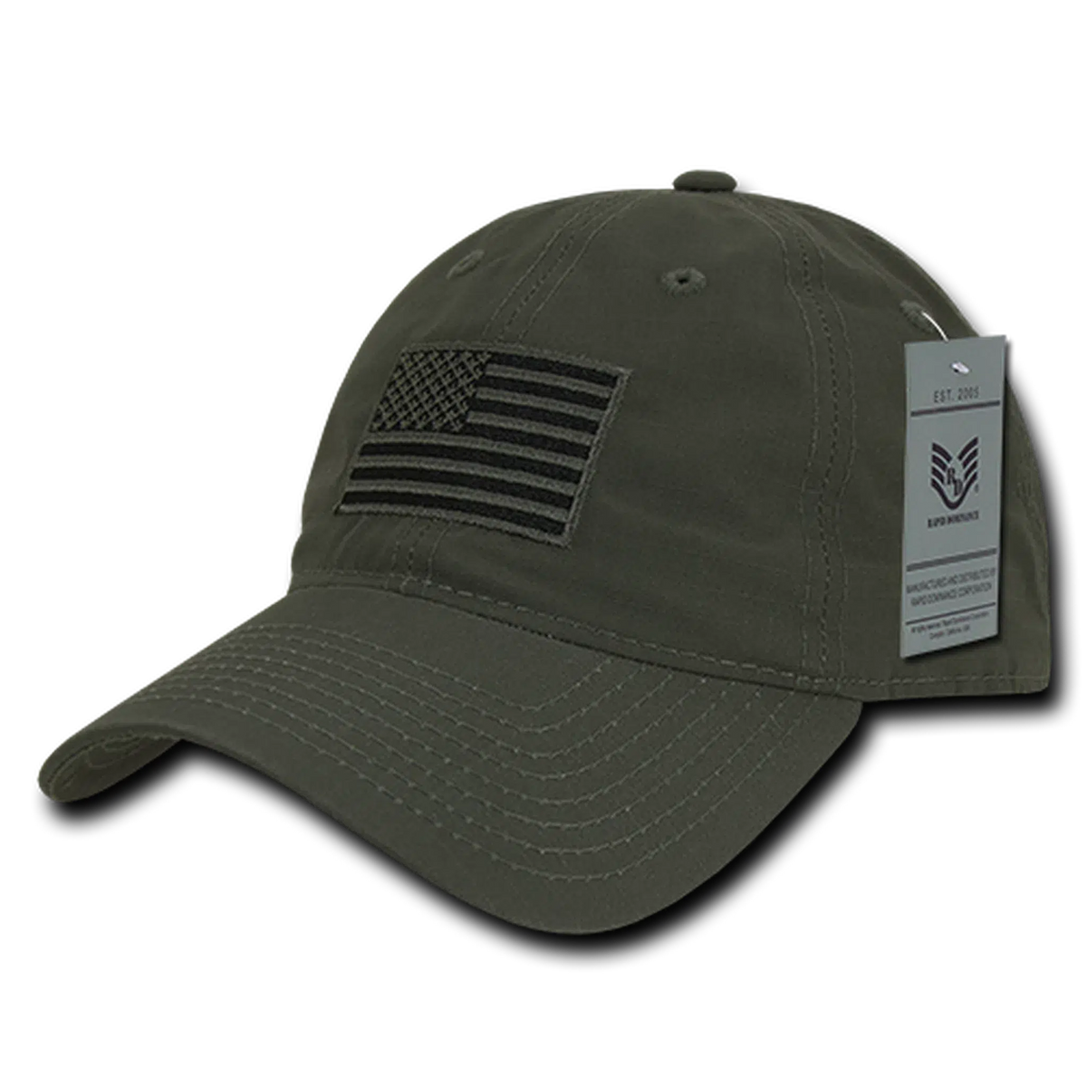 United States Tonal USA Flag Relaxed Fit Olive Drab Tactical Hat, Military Cap by Rapid Dominance