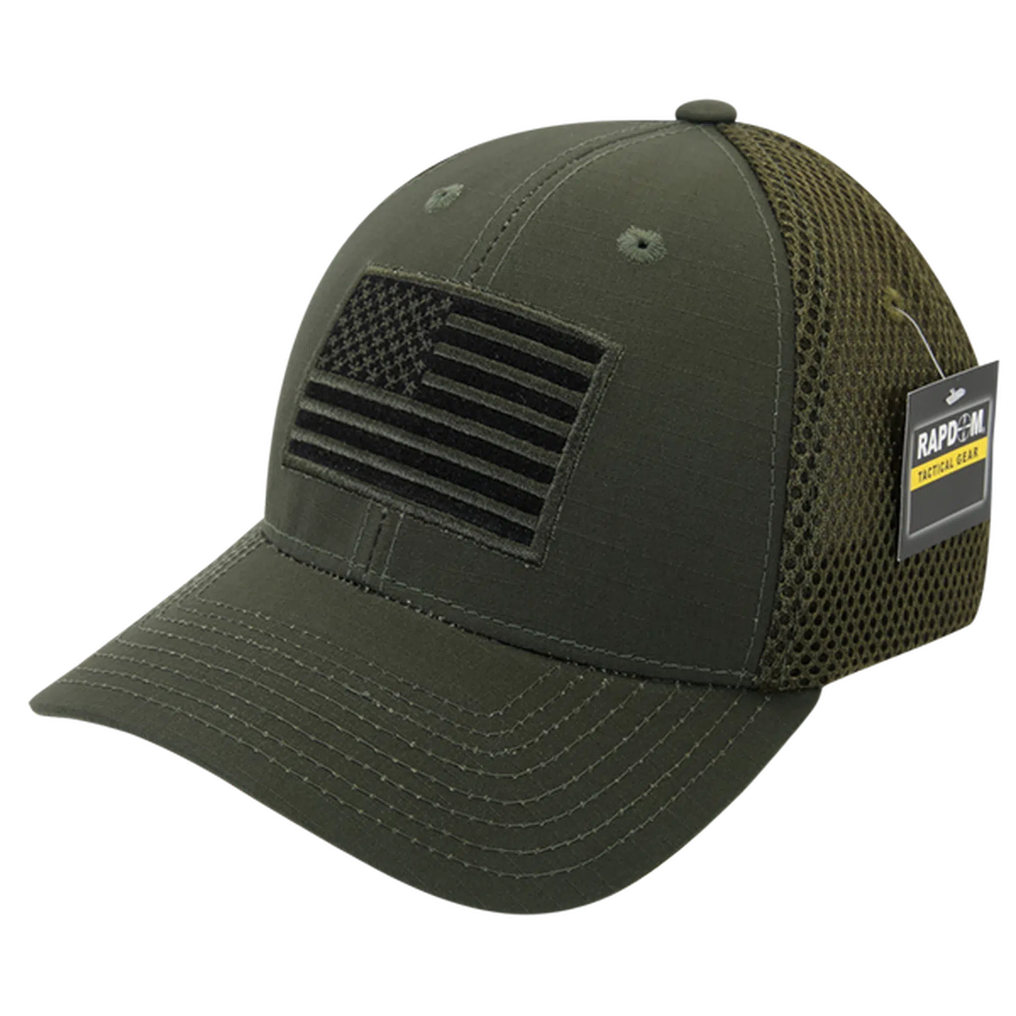 United States USA Tonal Flag Olive Drab Tactical AirMesh Ripstop Hat by Rapid Dominance