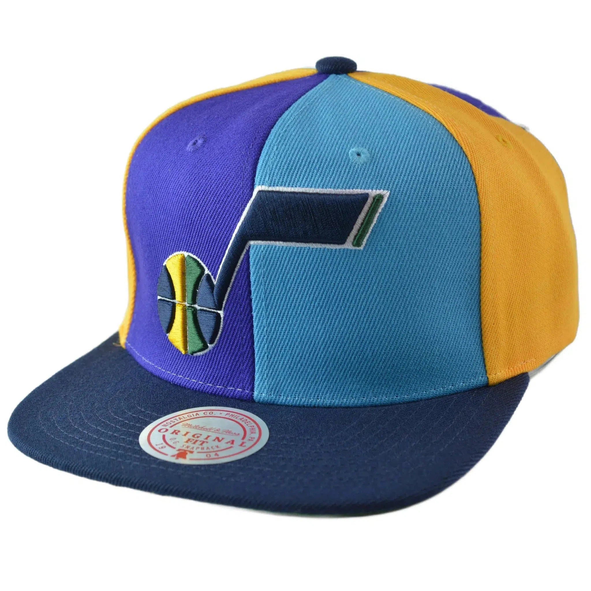 Utah Jazz NBA Team Era Pinwheel Men's Snapback Cap, Flat Bill Hat by Mitchell & Ness