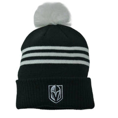 Vegas Golden Knights NHL 3 Stripe Cuffed Knit Beanie Pom Winter Hat by adidas