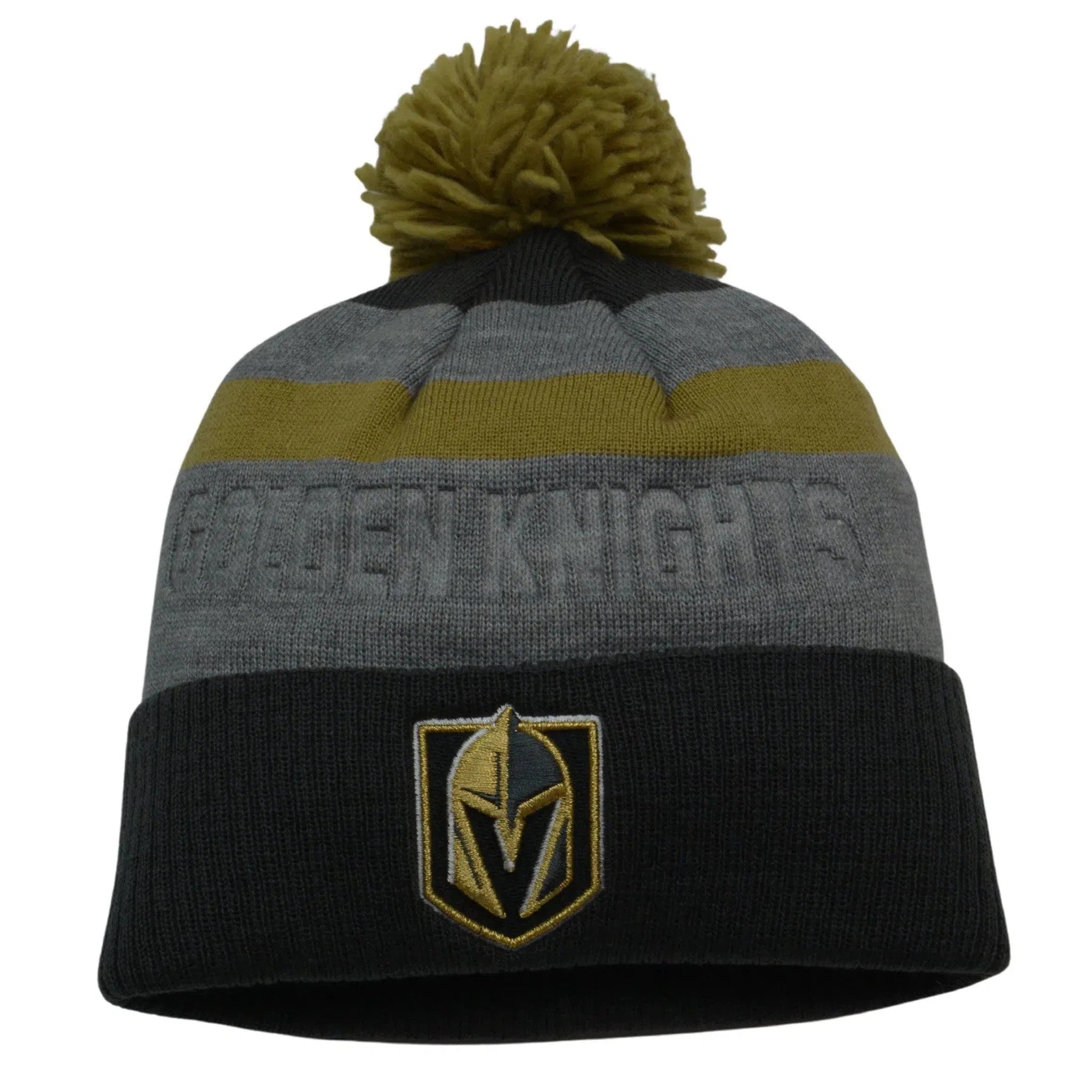 Vegas Golden Knights NHL Striped Knit Beanie Pom Pom Winter Hat