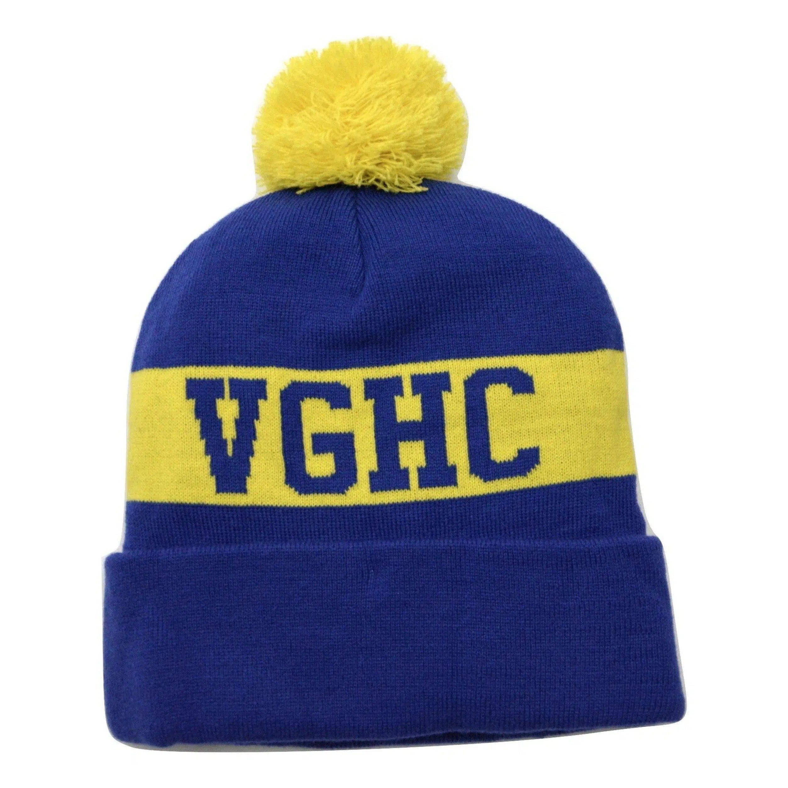 Violent Gentlemen Hockey Co. VGHC Blue & Yellow Knit Pom Pom Beanie Winter Hat