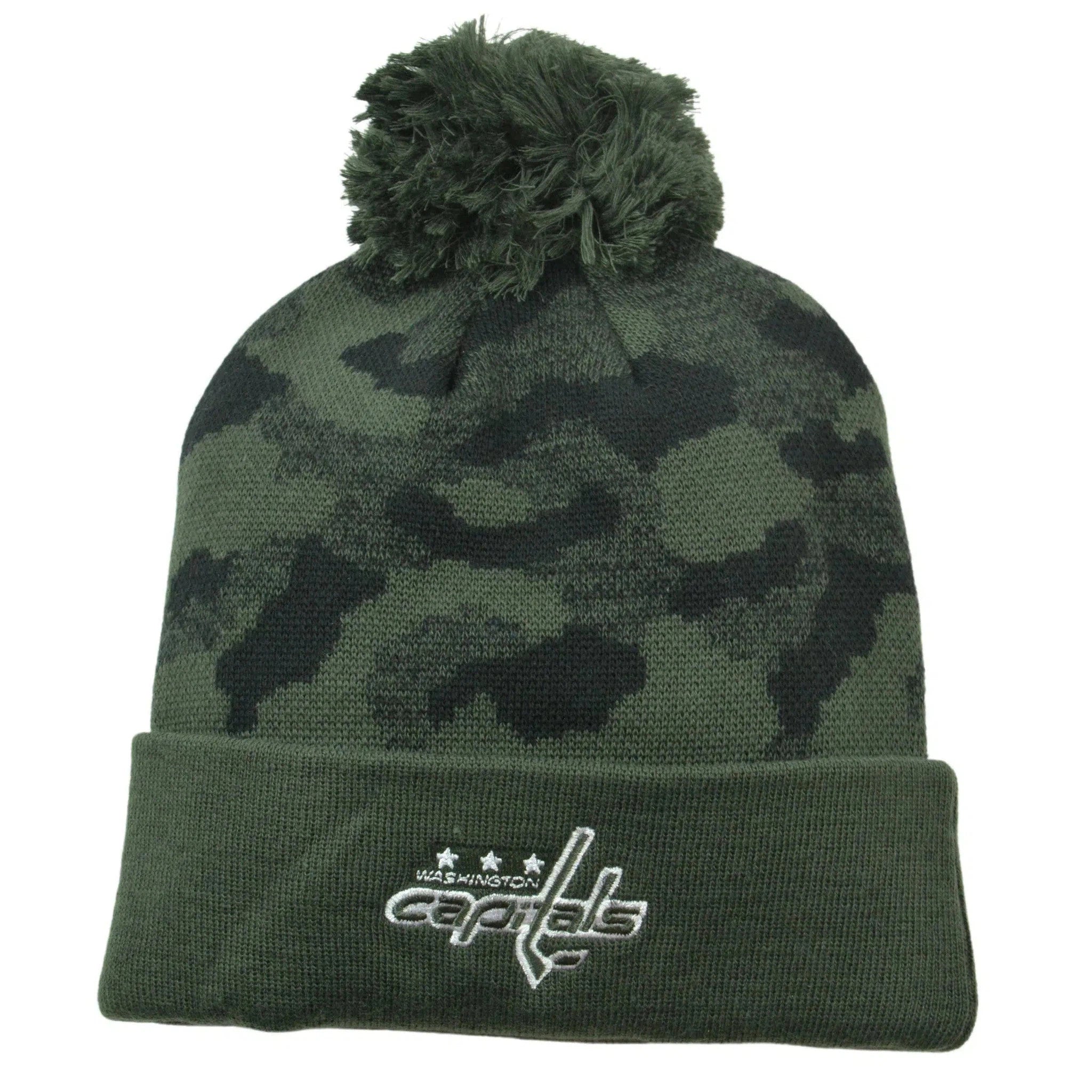 Washington Capitals Adidas NHL Hockey Tonal Camo Knit Pom Pom Beanie Winter Hat