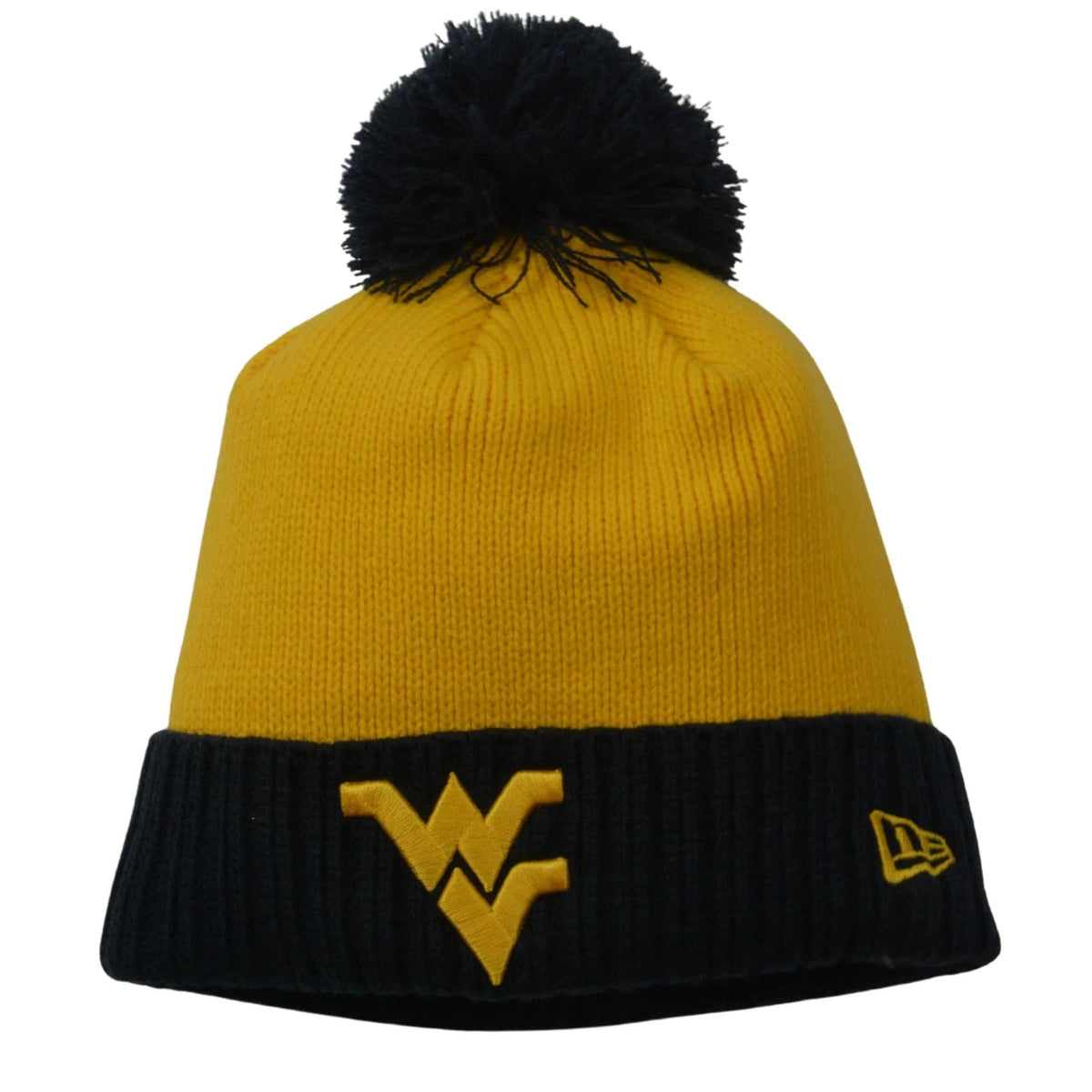 West Virginia Mountaineers NCAA Color Chill Pom Knit Beanie, Winter Hat by New Era