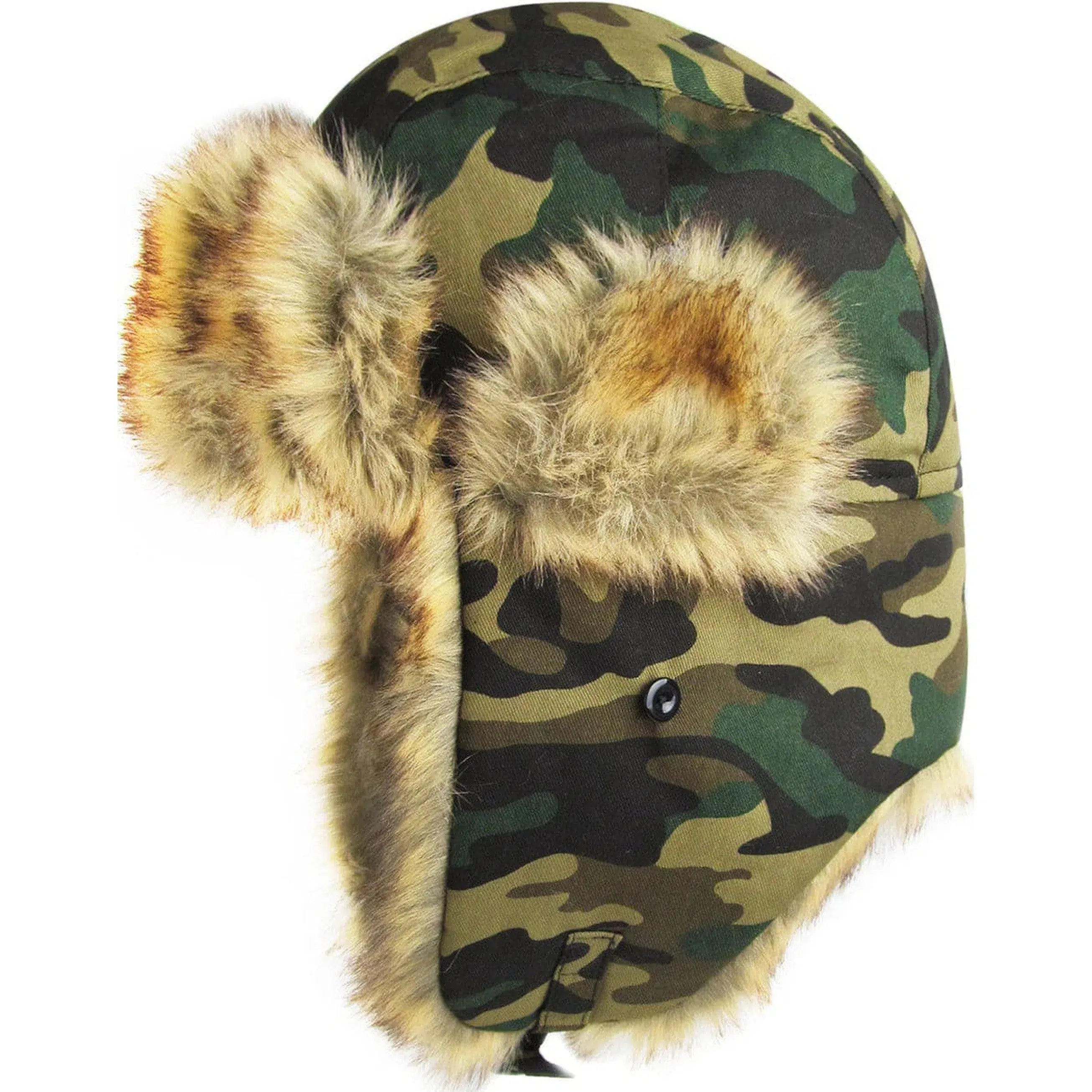 Woodland Camouflage Fur Lined Trapper Winter Hat by KB Ethos - Stay Warm in Style"