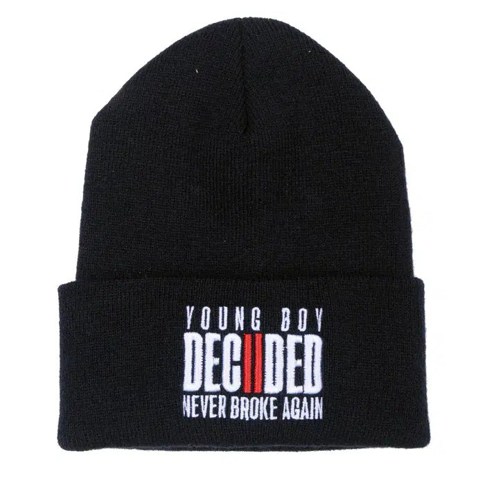 YoungBoy Never Broke Again Cuffed Knit Black Watch Cap Toque Style Winter Hat