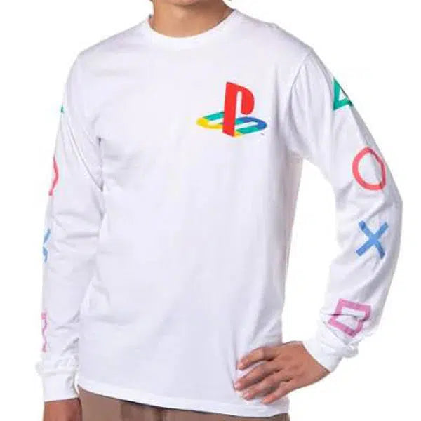 PlayStation Video Game Long Sleeve White Gaming T-Shirt