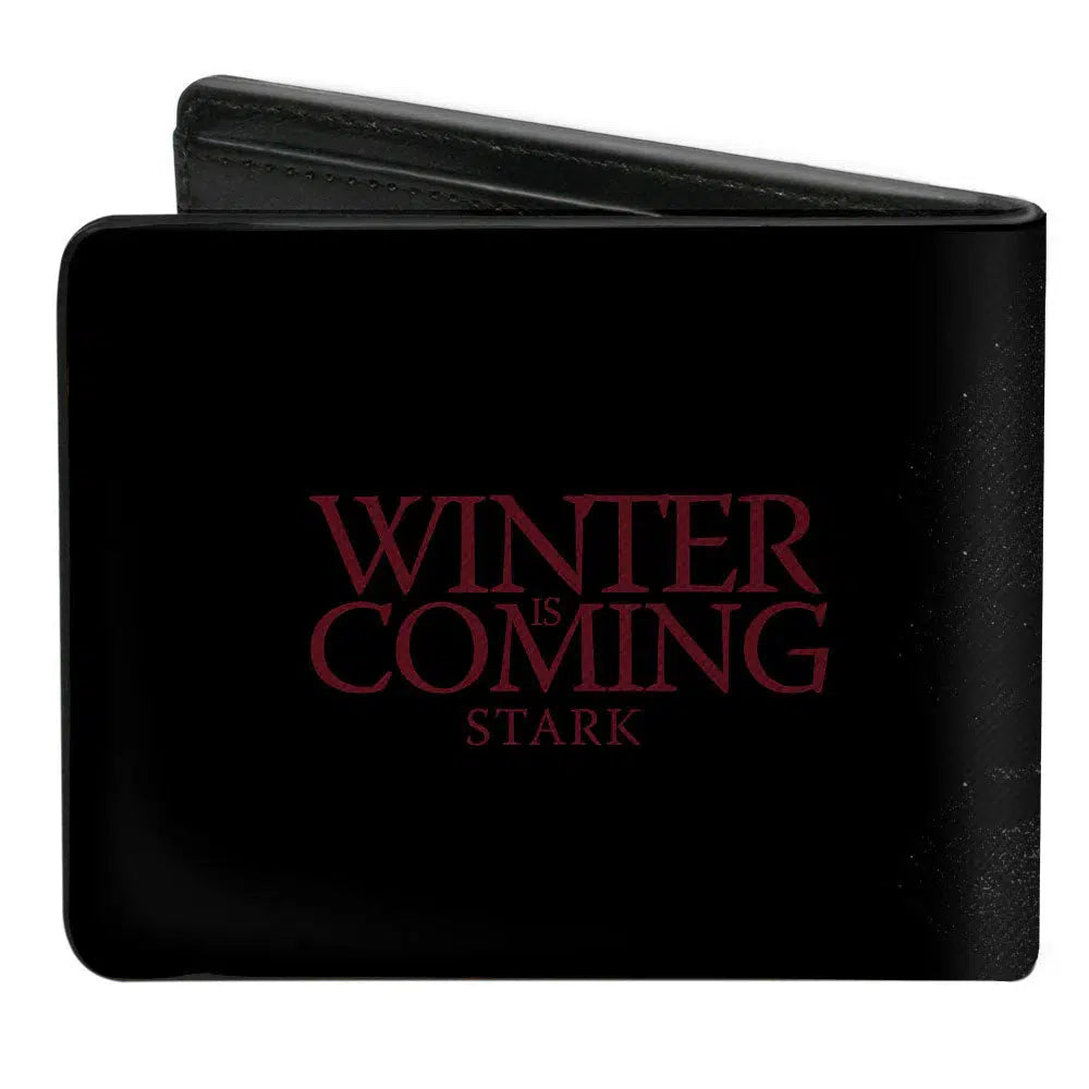 "Game of Thrones Stark WInter is Coming" Officially Licensed Vegan Leather Bi-Fold Wallet Position 2