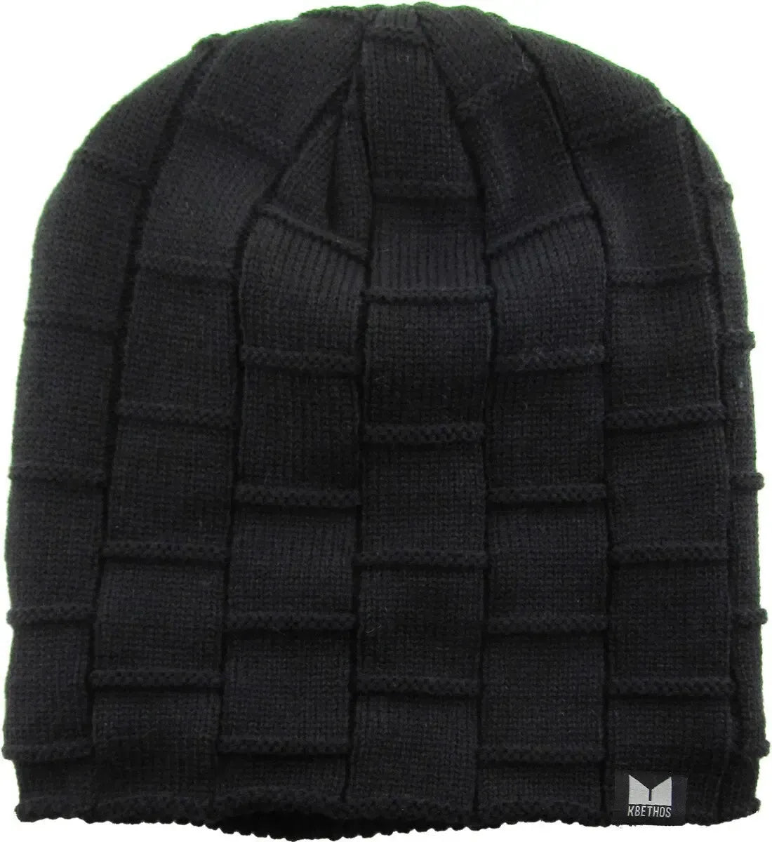 KB ETHOS Thick Box Knit Slouch Sherpa Fleece Lined Knit Winter Hat Beanie Toque