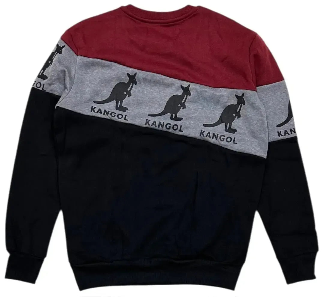 Kangol Men's Color Block Crewneck Pullover Sweatshirt - Maroon/Gray/Black