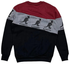Kangol Men's Color Block Crewneck Pullover Sweatshirt - Maroon/Gray/Black