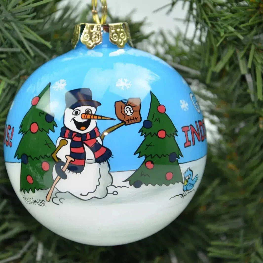 Cleveland Guardians Throwback Hand painted MLB Baseball 4" Glass Christmas Holiday Ornament