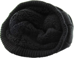 KB ETHOS Thick Box Knit Slouch Sherpa Fleece Lined Knit Winter Hat Beanie Toque