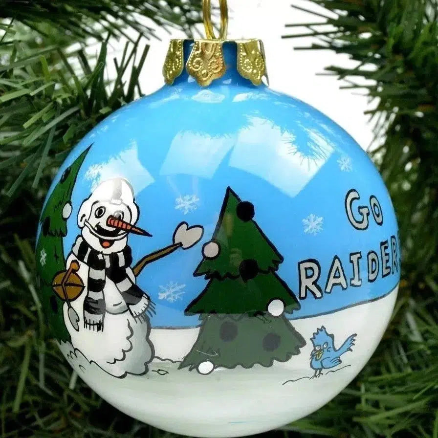 Oakland Raiders Hand painted NFL Football 4" Glass Christmas Holiday Ornament