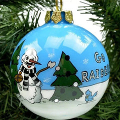 Oakland Raiders Hand painted NFL Football 4" Glass Christmas Holiday Ornament