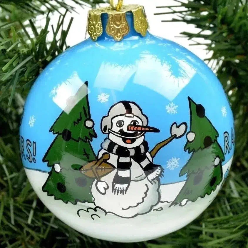 Oakland Raiders Hand painted NFL Football 4" Glass Christmas Holiday Ornament