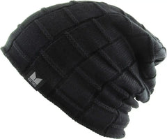 KB ETHOS Thick Box Knit Slouch Sherpa Fleece Lined Knit Winter Hat Beanie Toque