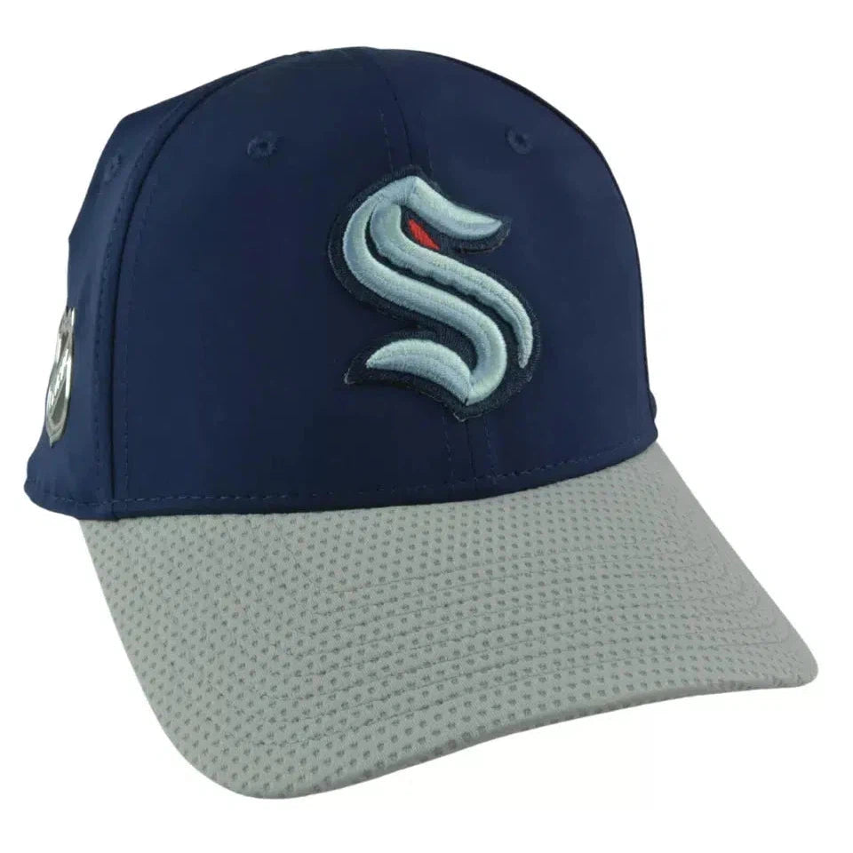 Seattle Kraken NHL Team Logo Men's Blue & Gray Pro Adjustable Hat by Fanatics Position 3