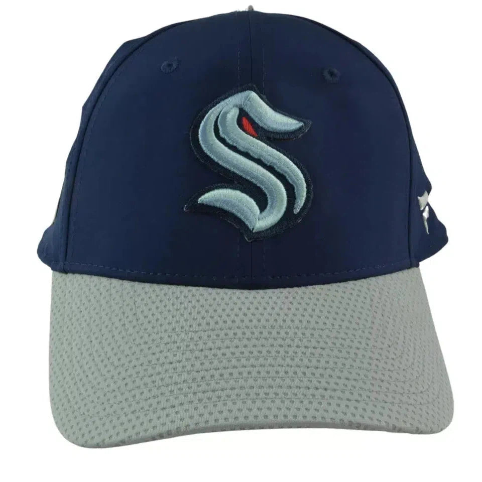 Seattle Kraken NHL Team Logo Men's Blue & Gray Pro Adjustable Hat by Fanatics Position 2