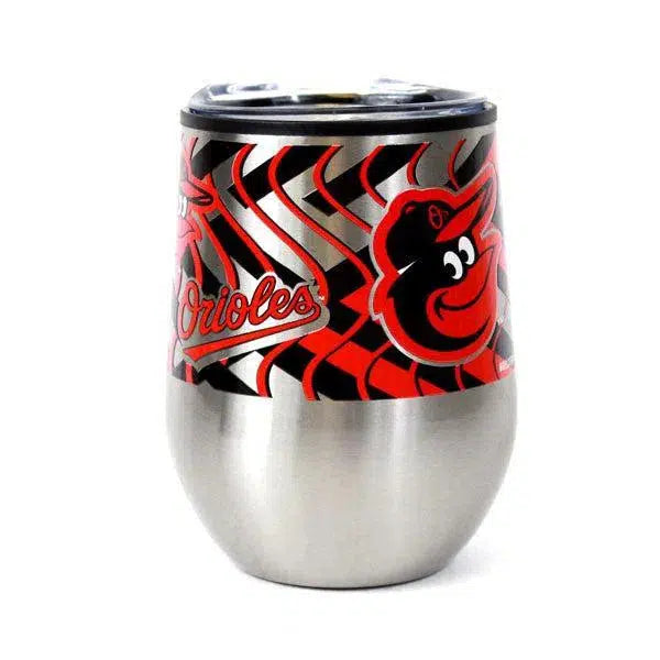 Baltimore Orioles Stainless Steel Stemless Wine Glass - 11 oz Tumbler & Travel Lid position 1