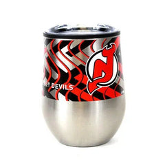 New Jersey Devils NHL Stainless Steel Stemless Wine Glass - 11 oz  w/ Travel Lid position 1