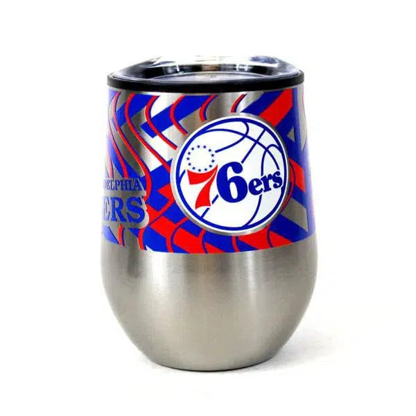 "Philadelphia 76er's NBA Stainless Steel Stemless Wine Glass - 11 oz Tumbler & Travel Lid" Position 1